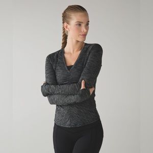 lululemon interval long sleeve in heathered black size 2